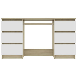 Schreibtisch Weiß Sonoma-Eiche 140 cm