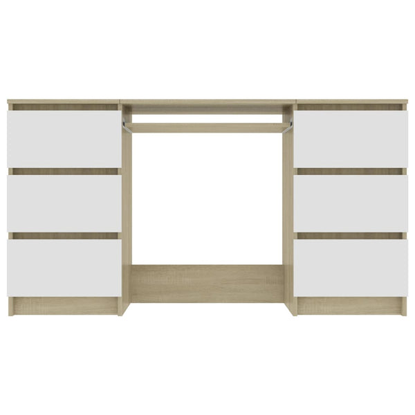 Schreibtisch Weiß Sonoma-Eiche 140 cm
