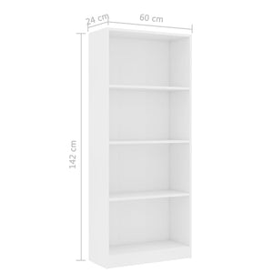Weißes Bücherregal mit 4 Fächern