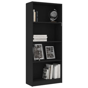 Schwarzes Bücherregal mit 4 Fächern