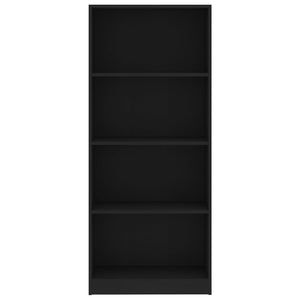 Schwarzes Bücherregal mit 4 Fächern