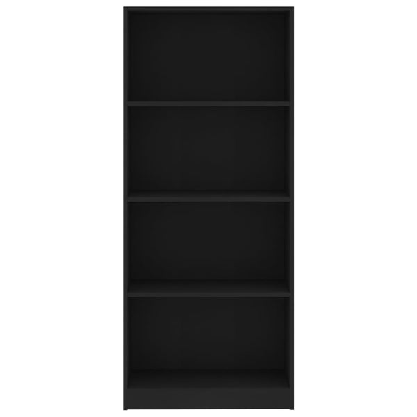 Schwarzes Bücherregal mit 4 Fächern