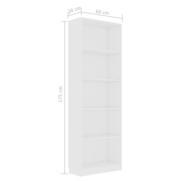 Weißes Bücherregal mit 5 Fächern