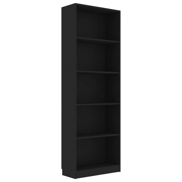 Schwarzes Bücherregal mit 5 Fächern