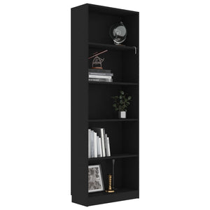 Schwarzes Bücherregal mit 5 Fächern