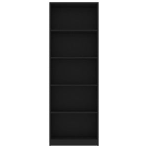Schwarzes Bücherregal mit 5 Fächern