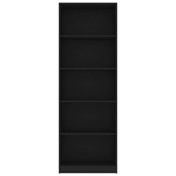 Schwarzes Bücherregal mit 5 Fächern