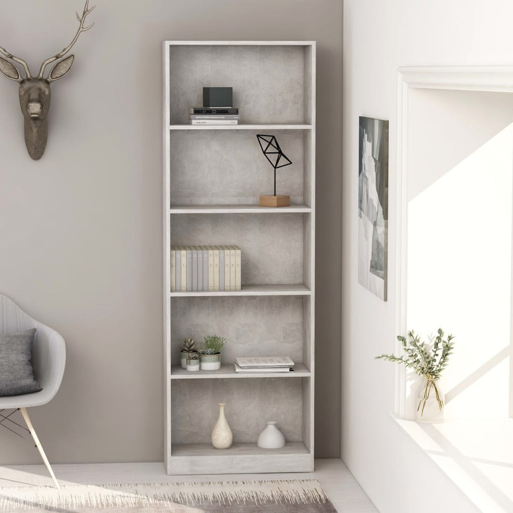 Bücherregal Betongrau 60x24x175 cm