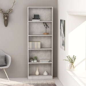 Bücherregal Betongrau 60x24x175 cm