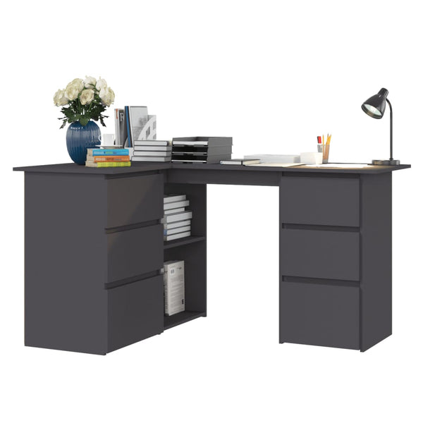 Grauer Eckschreibtisch 145x100 cm