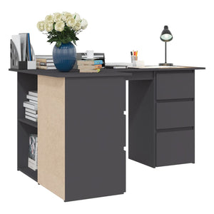 Grauer Eckschreibtisch 145x100 cm