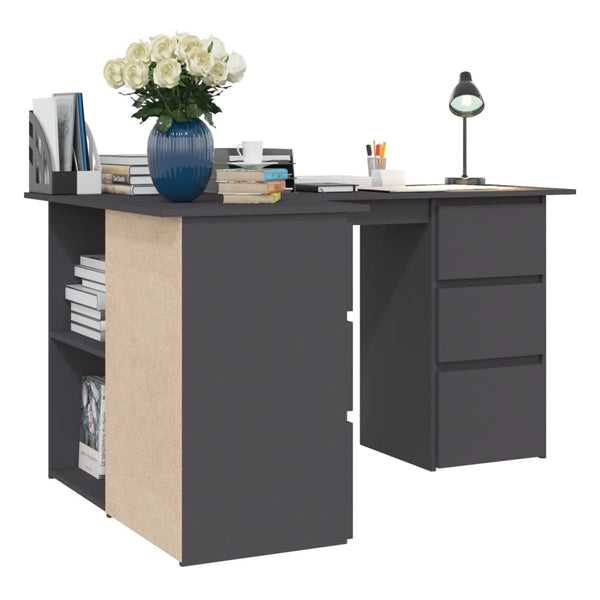 Grauer Eckschreibtisch 145x100 cm