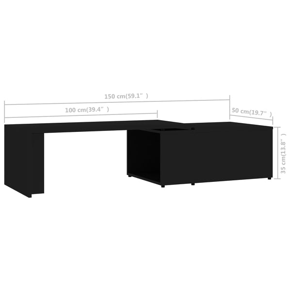 Schwarzer Couchtisch 150x50 cm