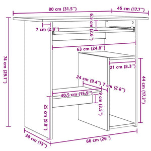 Schwarzer Schreibtisch 80x45 cm