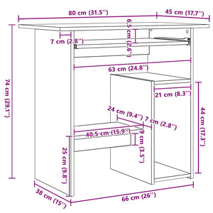 Schreibtisch Hochglanz Grau 80x45 cm