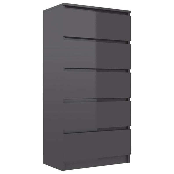Hochglanz Grau Sideboard mit Schubladen 60x35x121 cm