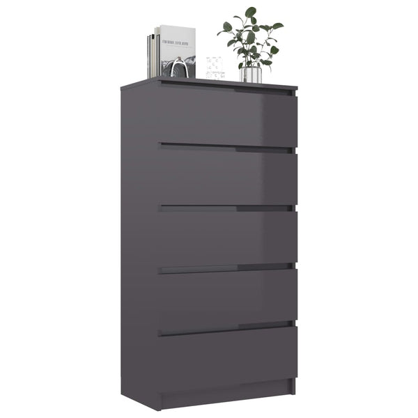 Hochglanz Grau Sideboard mit Schubladen 60x35x121 cm