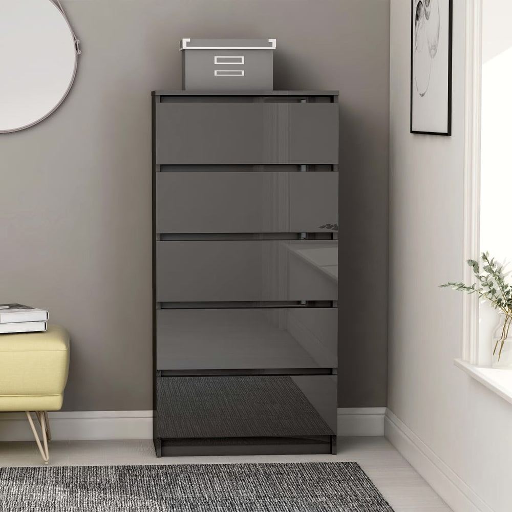 Hochglanz Grau Sideboard mit Schubladen 60x35x121 cm