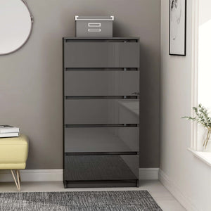 Hochglanz Grau Sideboard mit Schubladen 60x35x121 cm