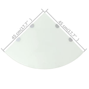 Eckregale 2 Stk. mit verchromten Halterungen Glas Weiß 45x45cm