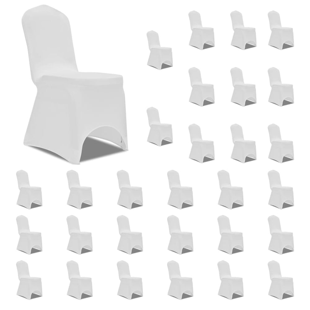 vidaXL Stretch Chair Covers White 30 pcs