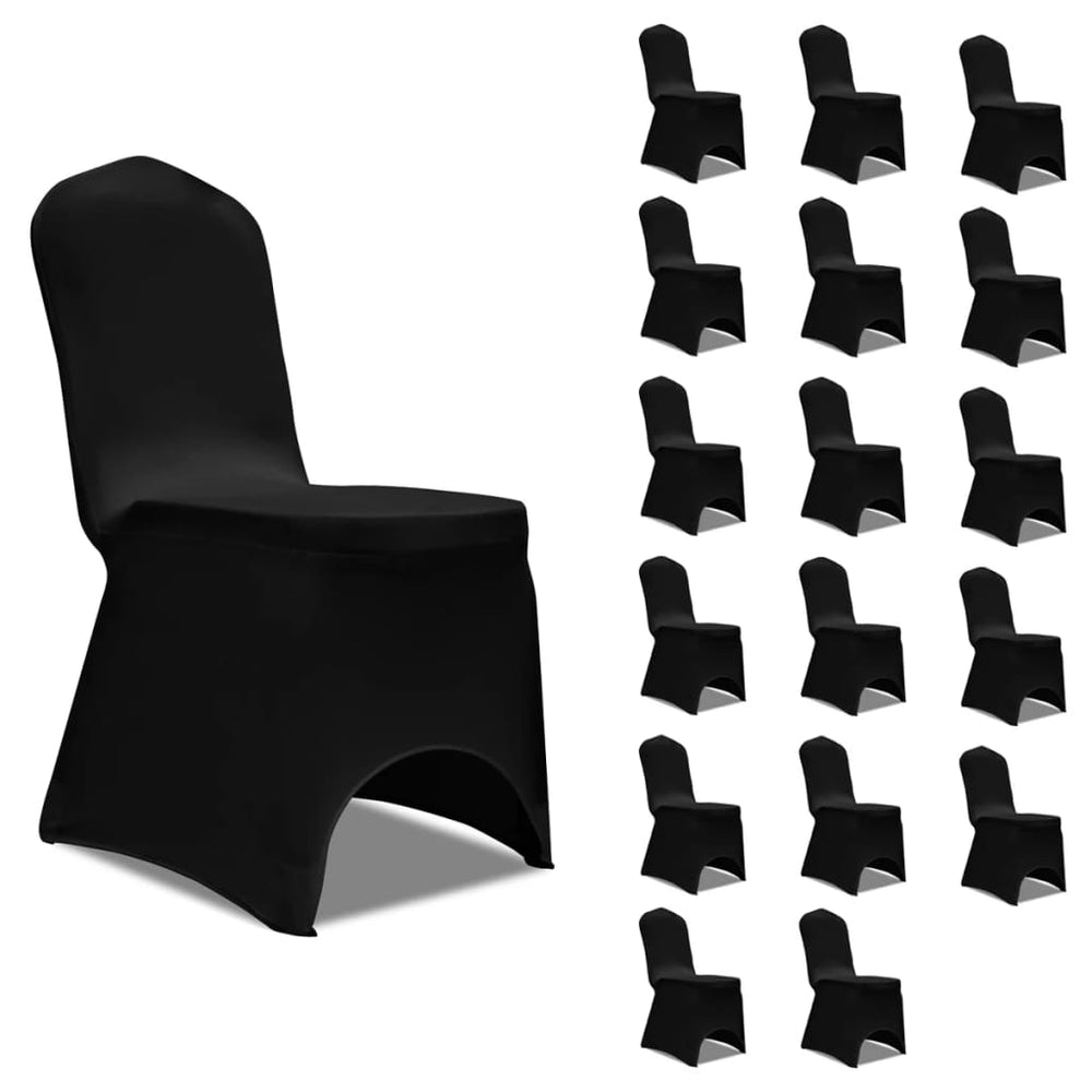 vidaXL Stretch Chair Covers Black 18 pcs.