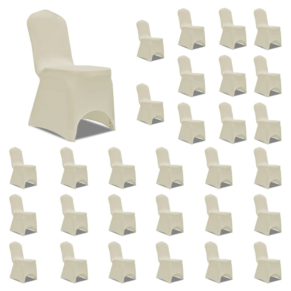 vidaXL Stretch Chair Covers Cream 30 pcs.