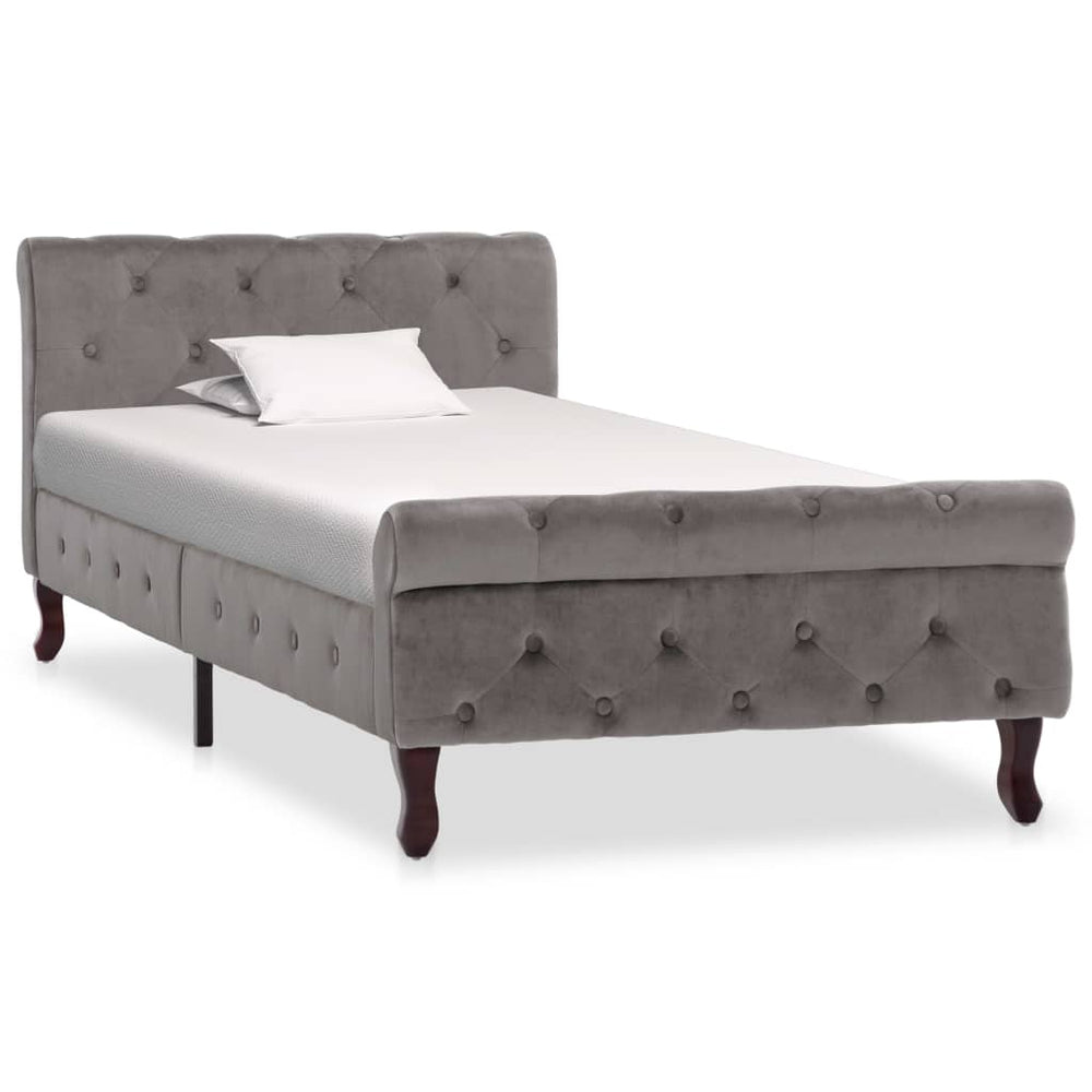vidaXL Bed Frame Grey Velvet 90 x 200 cm