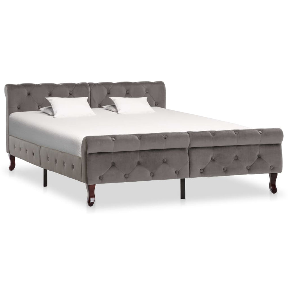 vidaXL Bed Frame Gray Velvet 140 x 200 cm