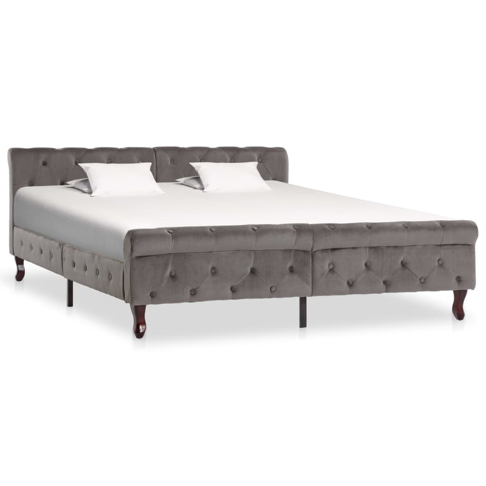 vidaXL Bed Frame Grey Velvet 160 x 200 cm