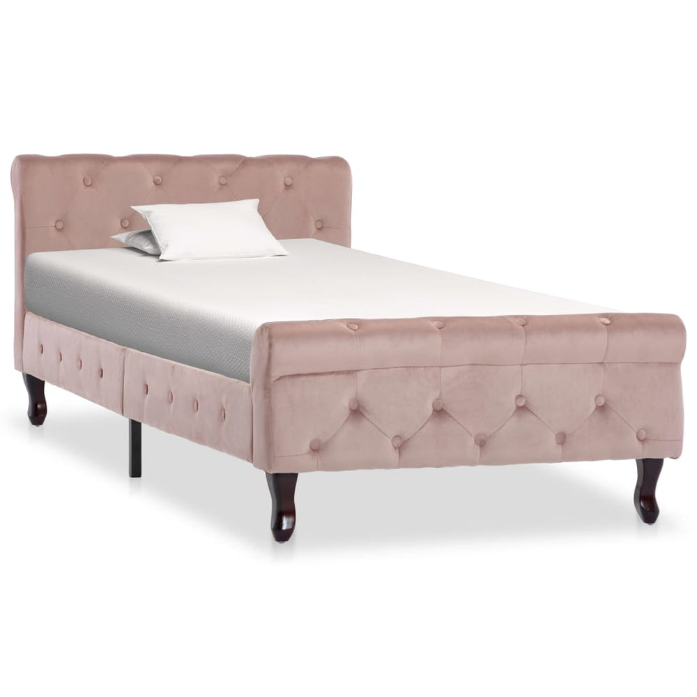 vidaXL Bed Frame Pink Velvet 90x200 cm
