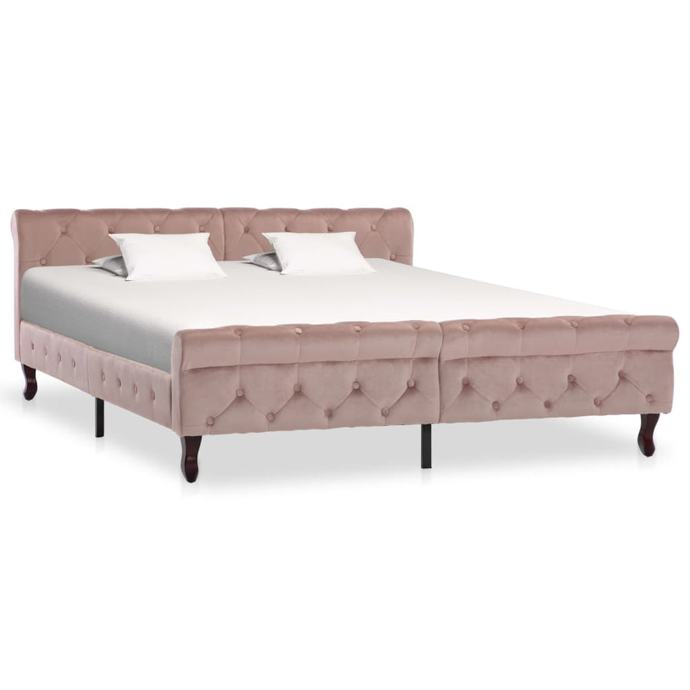 vidaXL Bed Frame Pink Velvet 160x200 cm