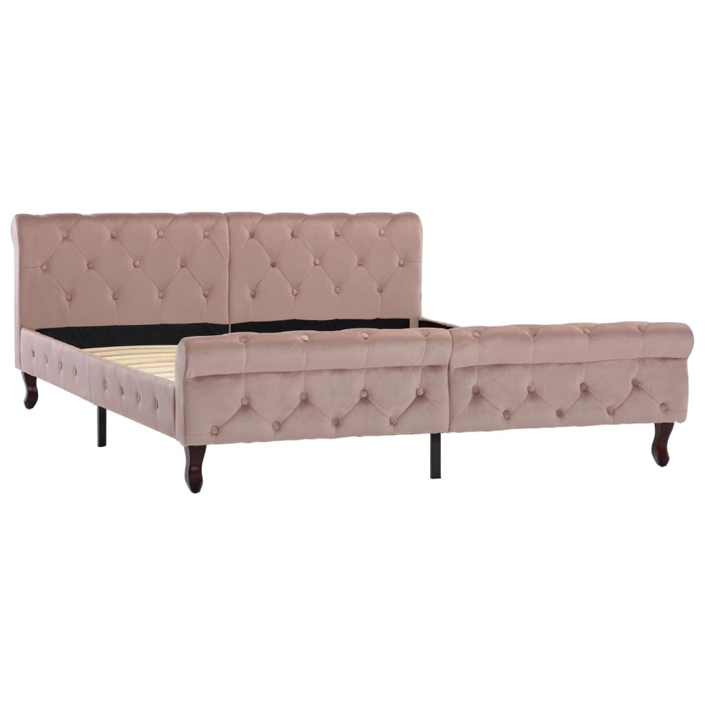vidaXL Bed Frame Pink Velvet 160x200 cm