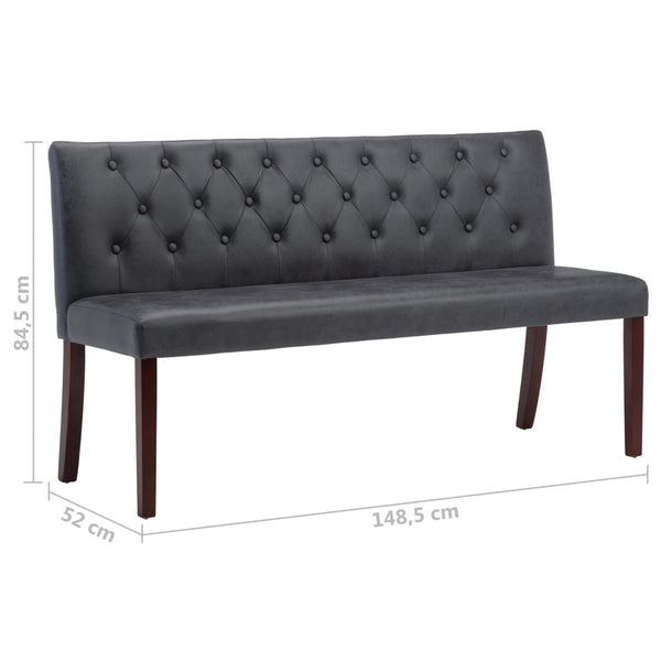 vidaXL Banc 148,5 cm Gris Aspect daim