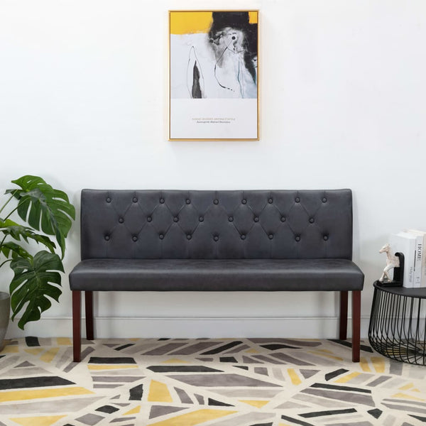 vidaXL Banc 148,5 cm Gris Aspect daim