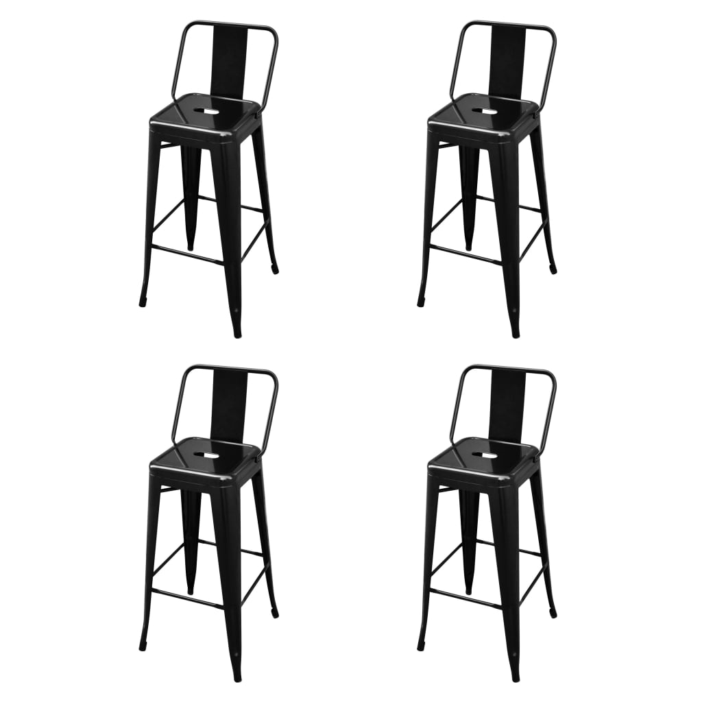 Barhocker 4 Stk. Schwarz Stahl