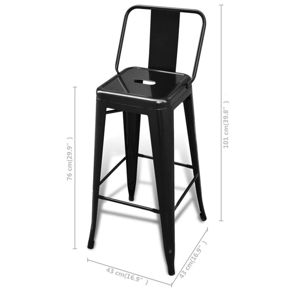 Barhocker 4 Stk. Schwarz Stahl
