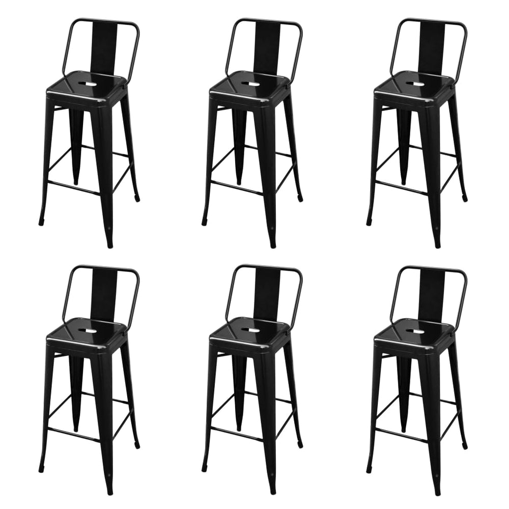 Barhocker 6 Stk. Schwarz Stahl