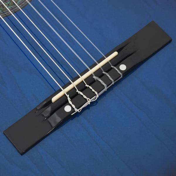 Blaue Anfänger-Klassikgitarre 4/4, 39 Zoll