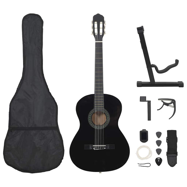 12-teiliges Klassikgitarren-Set Schwarz 4/4