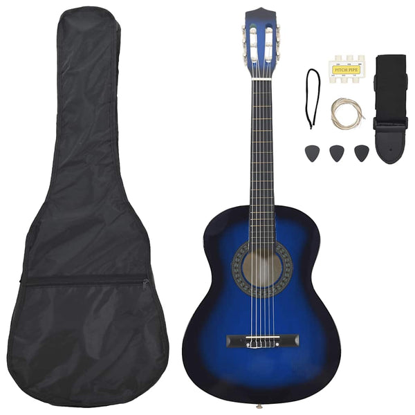 3/4 Klassikgitarren-Set Blau für Anfänger