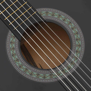 Klassikgitarren-Set für Anfänger, 3/4 Größe, Schwarz