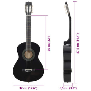 1/2 Klassische Gitarre für Kinder, Schwarz 34 Zoll
