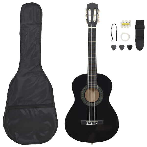 Klassikgitarren-Set für Anfänger, Schwarz, 1/2 Größe