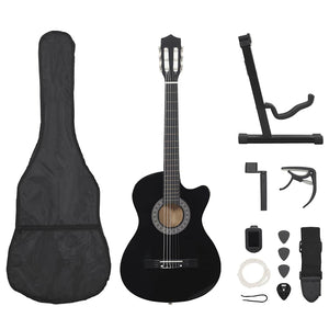 Westerngitarre Set Schwarz 38 Zoll