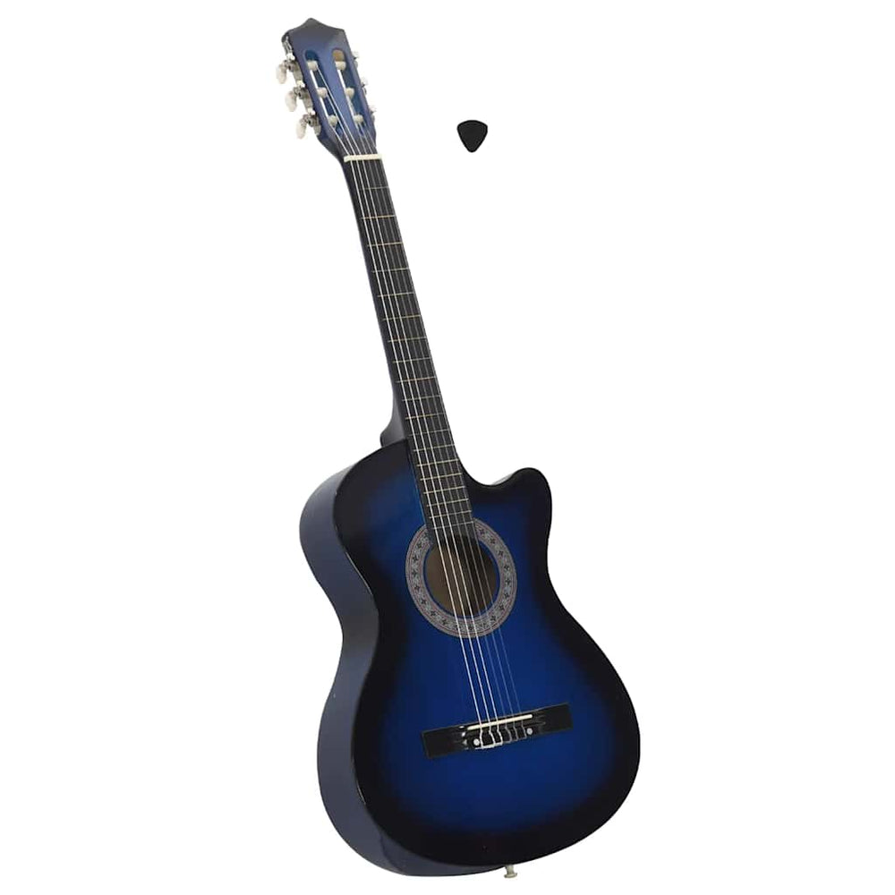 vidaXL Guitare acoustique avec pan coupé et 6 cordes bleu-dégradé 38"