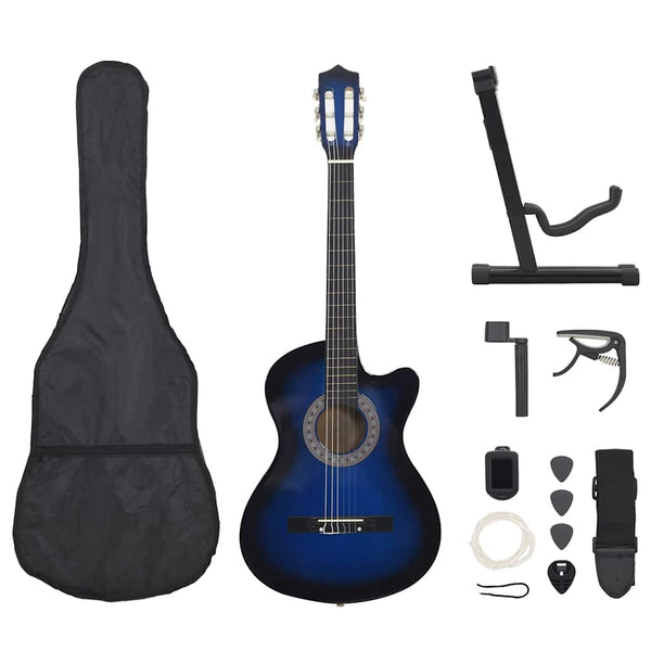 Westerngitarre Set, 38 Zoll, Blau-Schattiert