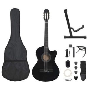 Western Gitarren-Set mit Equalizer Schwarz, 12-teilig