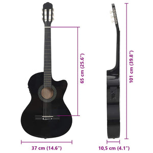 Western Gitarren-Set mit Equalizer Schwarz, 12-teilig