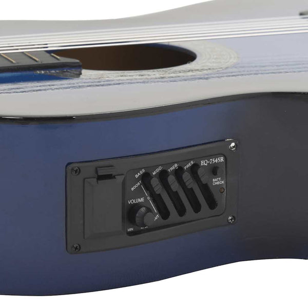 Blaue Cutaway Westerngitarre mit Equalizer